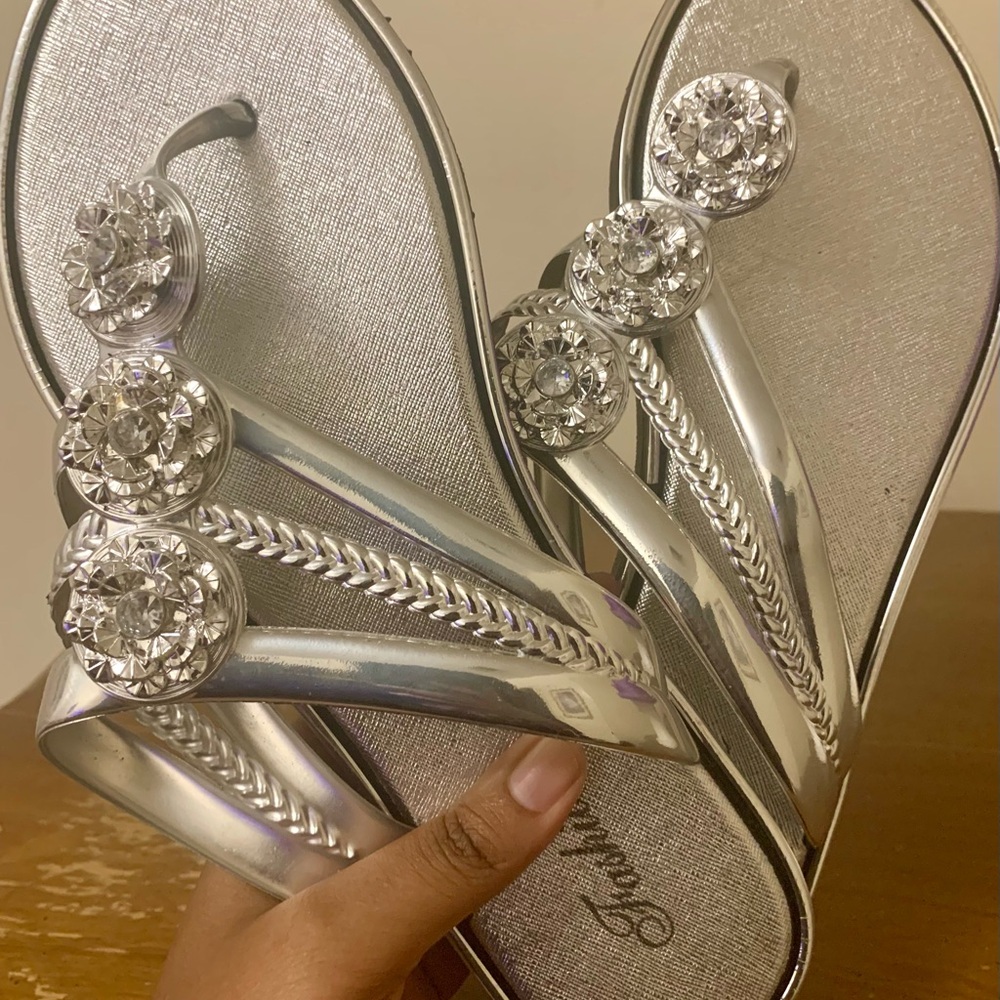 SHEIN Silver Embellished Sandals